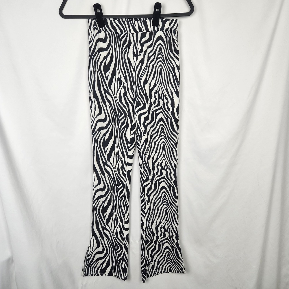 Shein Zebra Stripe Pants Black & White‎ Size XS 2 Pull On Textured Elastic Waist